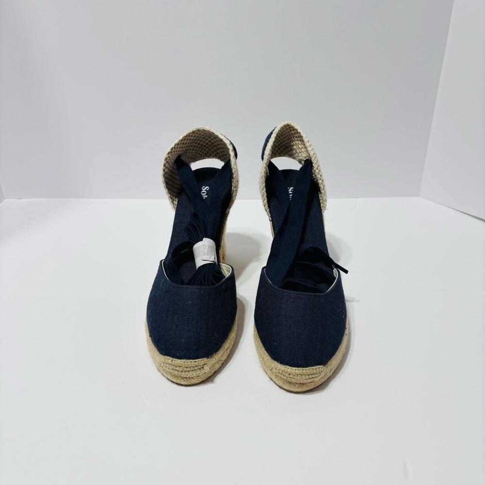 Soludos Blue and Cream
Espadrille Wedges with Ankle Strap - Picture 5 of 9